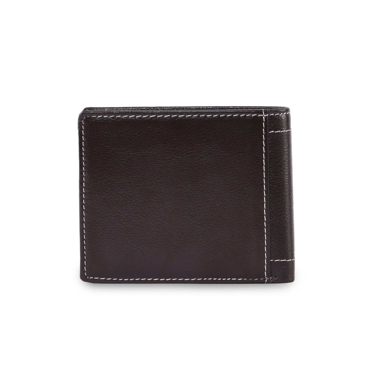 MARFIT Brown Genuine Leather Bifold Wallet – Contrast Stitch Design with Coin Pocket