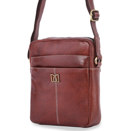 MARFIT Genuine Leather Crossbody Sling Bag for Men | Premium Leather Everyday Travel Bag | Brown