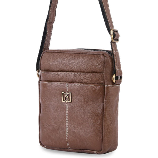 MARFIT Genuine Leather Sling Bag for Men | Crossbody Messenger Bag with Multiple Zip Pockets | Desert Brown | SB1893002DESBRN