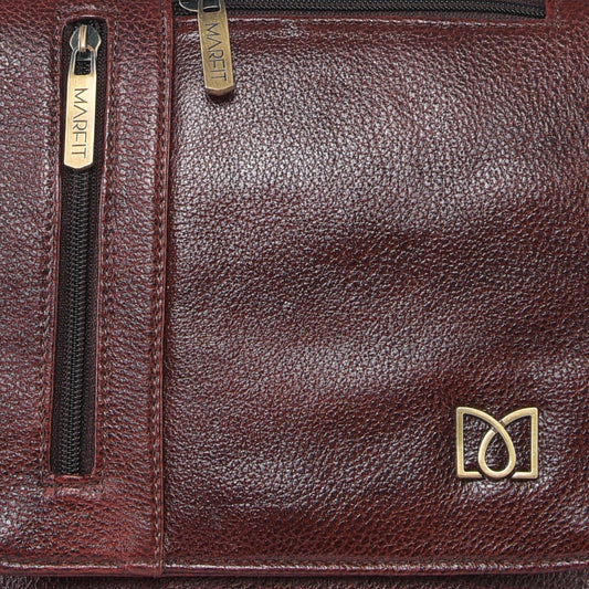 MARFIT Genuine Brown Leather Crossbody Sling Bag for Men & Women