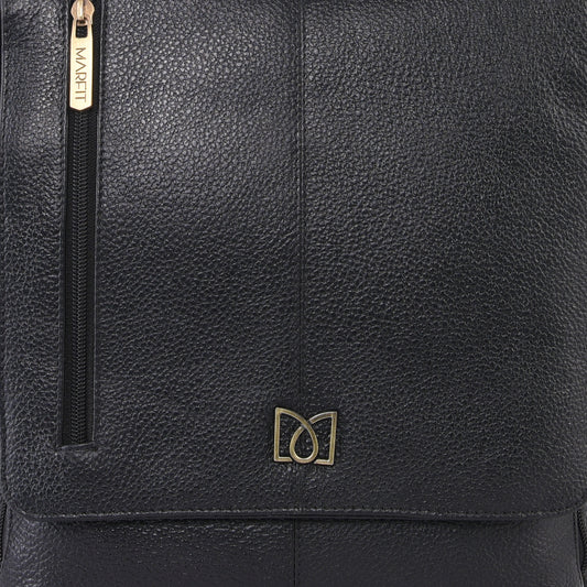 MARFIT Genuine Leather Sling Bag for Men & Women Black | Premium Crossbody Messenger Shoulder Bag | Office & Travel Bag