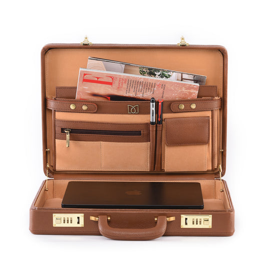 MARFIT Premium Genuine Leather Laptop Briefcase for Men – Luxury Business Office & Travel Bag BC1149002TAN
