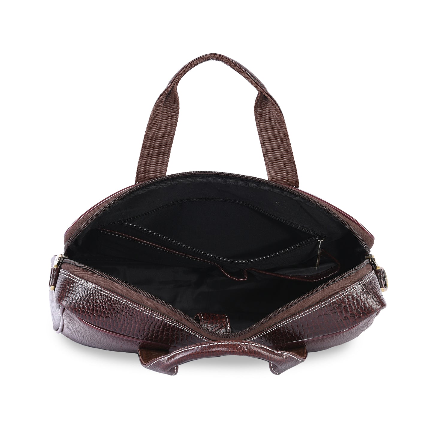 MARFIT Brown Crocodile Leather Laptop Messenger Bag
