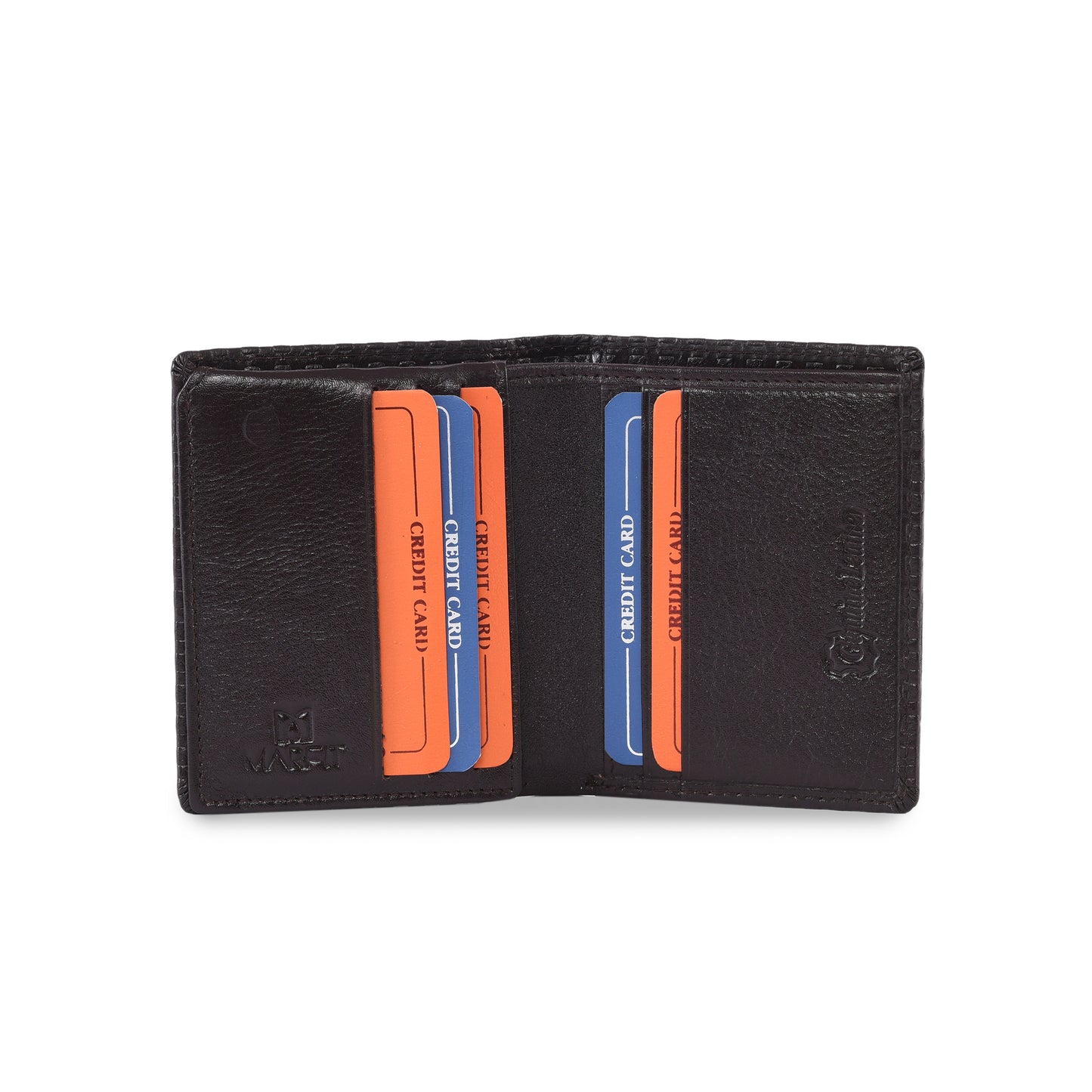Premium Brown Embossed Leather Mini Wallet for Men – Slim Card Holder with ID Window