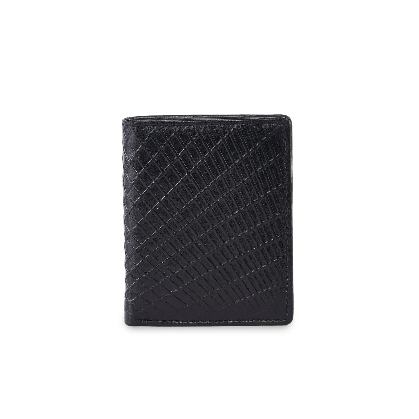 MARFIT Black Embossed Leather Mini Wallet for Men – Compact Card Holder with ID Window
