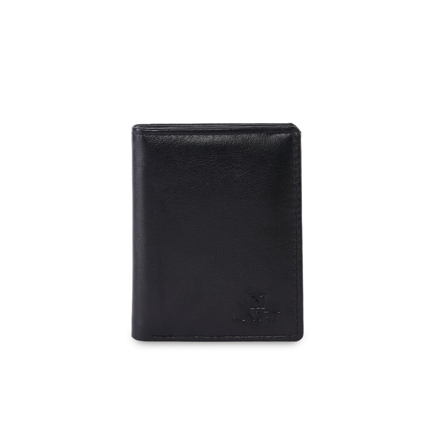 MARFIT Genuine Leather Small Wallet for Men – Compact Bifold Card Holder with ID Window (Black)