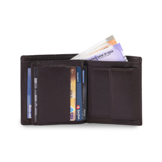 MARFIT Dark Brown Leather Note Case Wallet – Micro Emboss Design