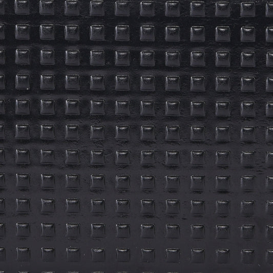 MARFIT Black Genuine Leather Bifold Wallet for Men – Raised Embossed Grid Pattern, Coin Pocket, ID Window & Card Slots
