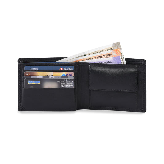 MARFIT Genuine Leather Wallet for Men – Black Bifold Wallet with Coin Pocket & Card Slots