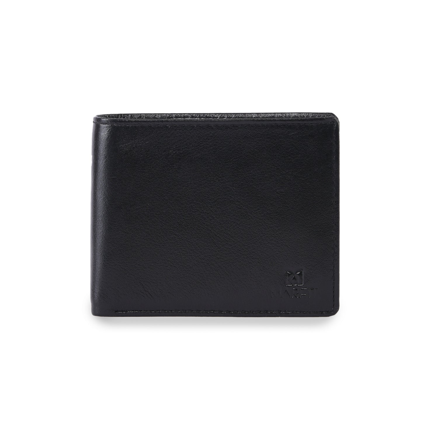 MARFIT Black Genuine Leather Wallet for Men – Slim Bifold Wallet with Card Slots, ID Window & Coin Pocket