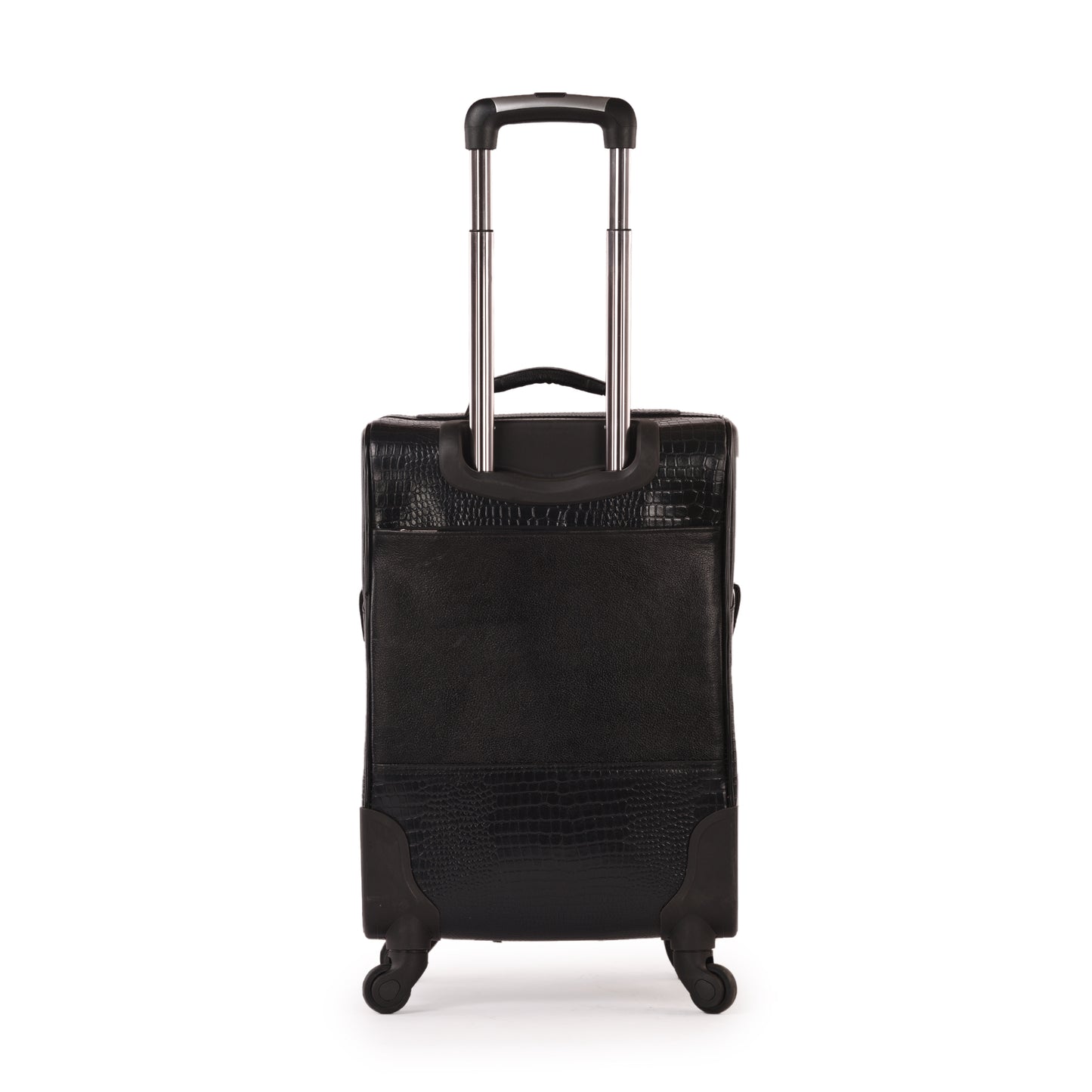 MARFIT Black Croco Leather Cabin Trolley – Premium 4 Wheel Travel Suitcase