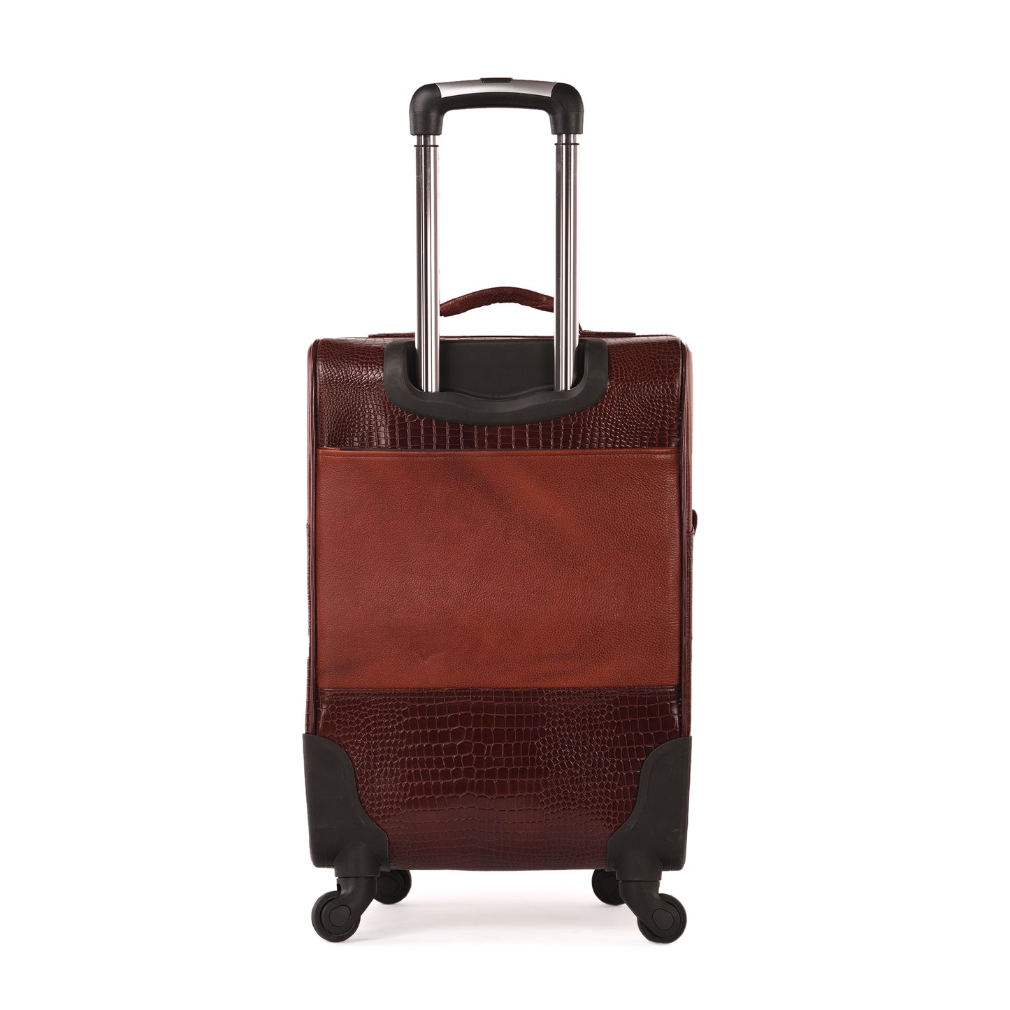 MARFIT Brown Croco Genuine Leather Cabin Trolley – Luxury 4 Wheel Travel Suitcase