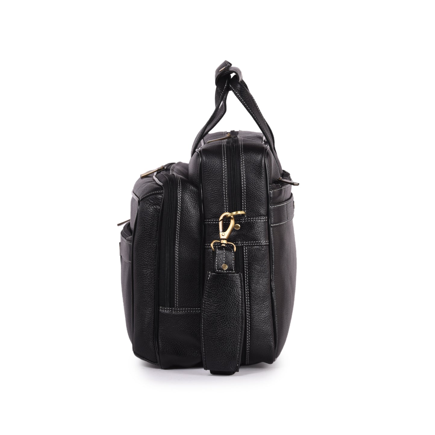 MARFIT Black Genuine Leather Laptop Messenger Bag – Dual Compartment Office Briefcase