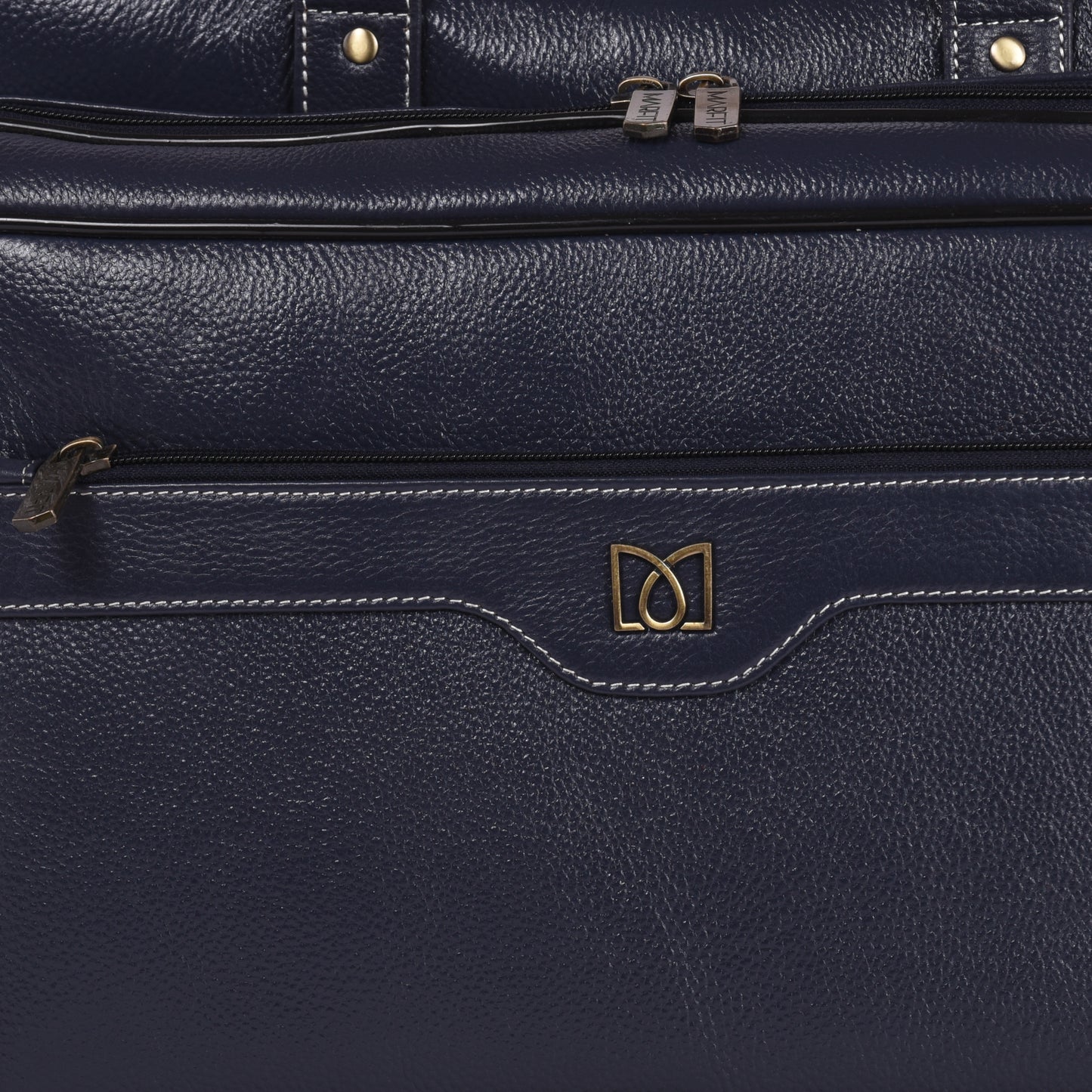 MARFIT Blue Genuine Leather Laptop Messenger Bag – Dual Compartment Office Briefcase