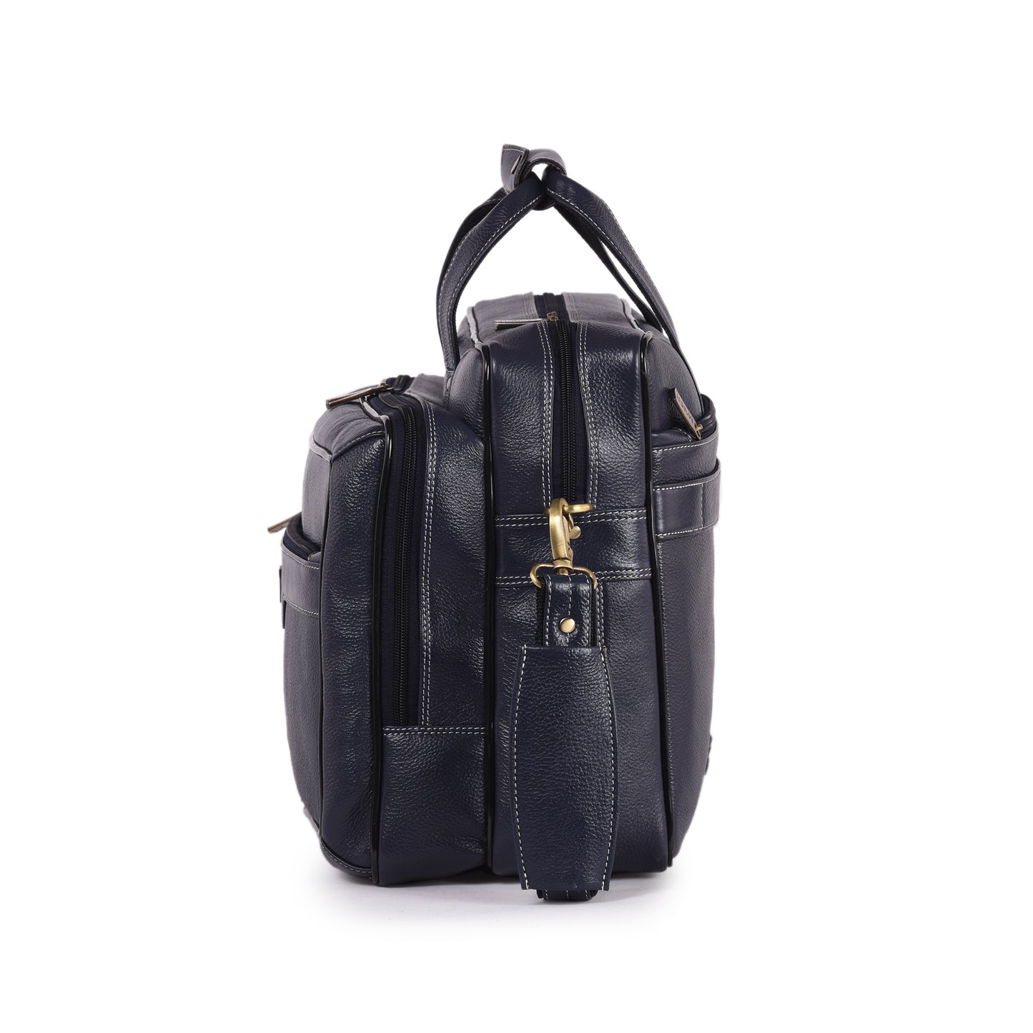 MARFIT Blue Genuine Leather Laptop Messenger Bag – Dual Compartment Office Briefcase