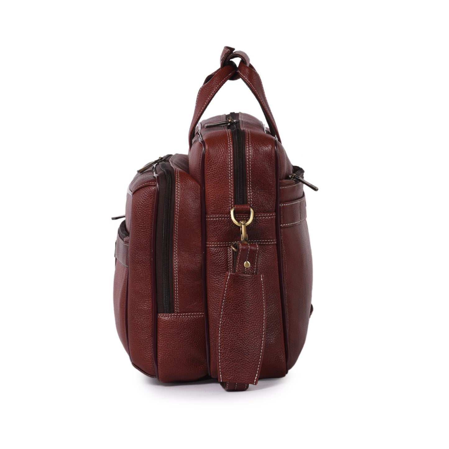 MARFIT Brown Genuine Leather Laptop Messenger Bag – Dual Compartment Office Briefcase