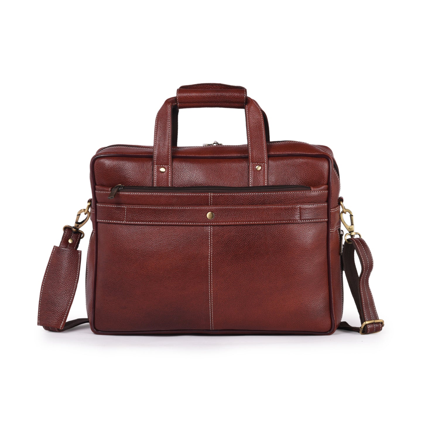 MARFIT Brown Genuine Leather Laptop Messenger Bag – Dual Compartment Office Briefcase