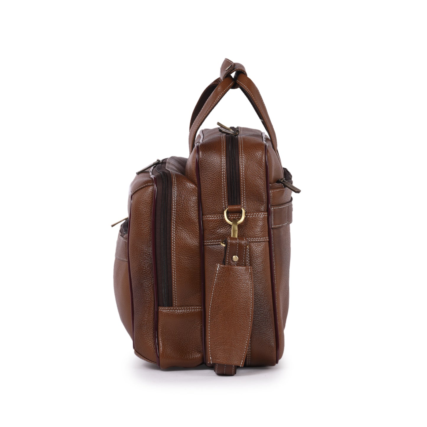 MARFIT Tan Genuine Leather Laptop Messenger Bag – Dual Compartment Office Briefcase