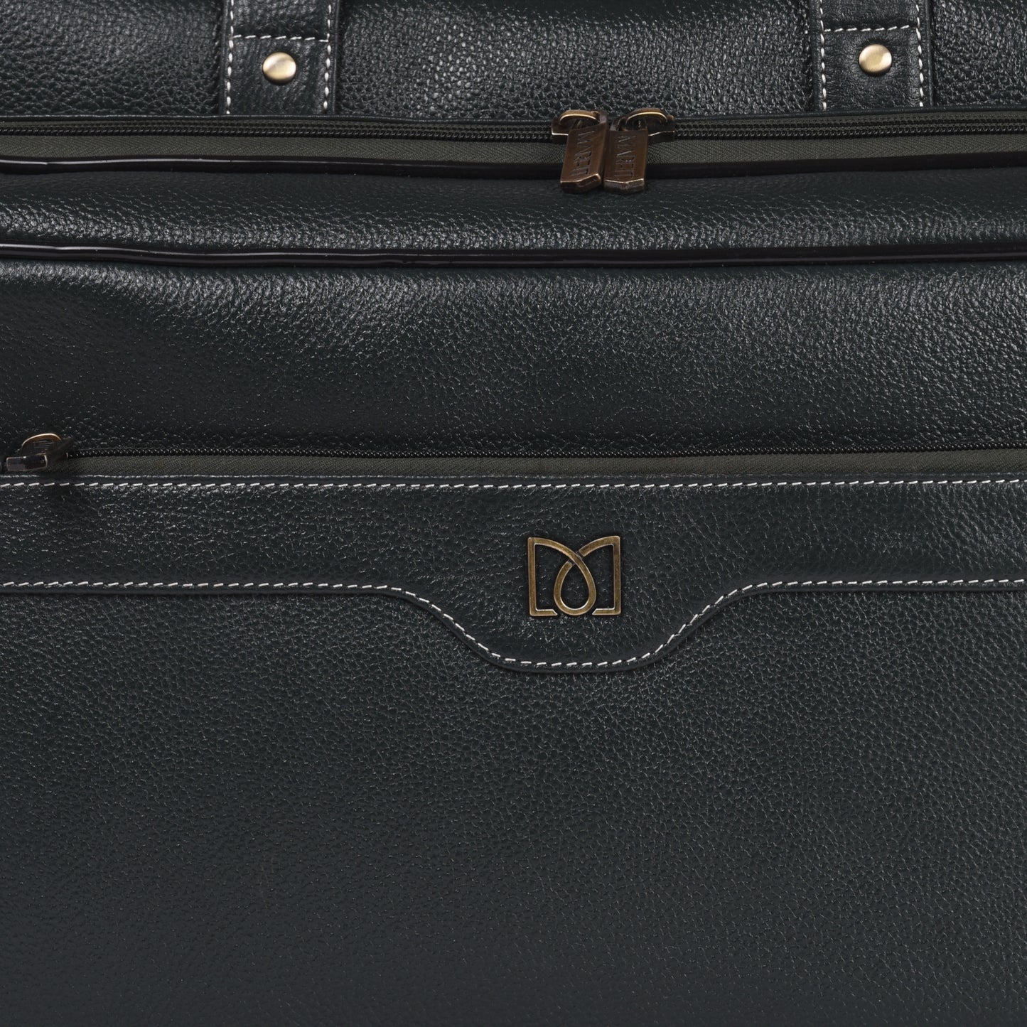 MARFIT Green Genuine Leather Laptop Messenger Bag – Dual Compartment Office Briefcase