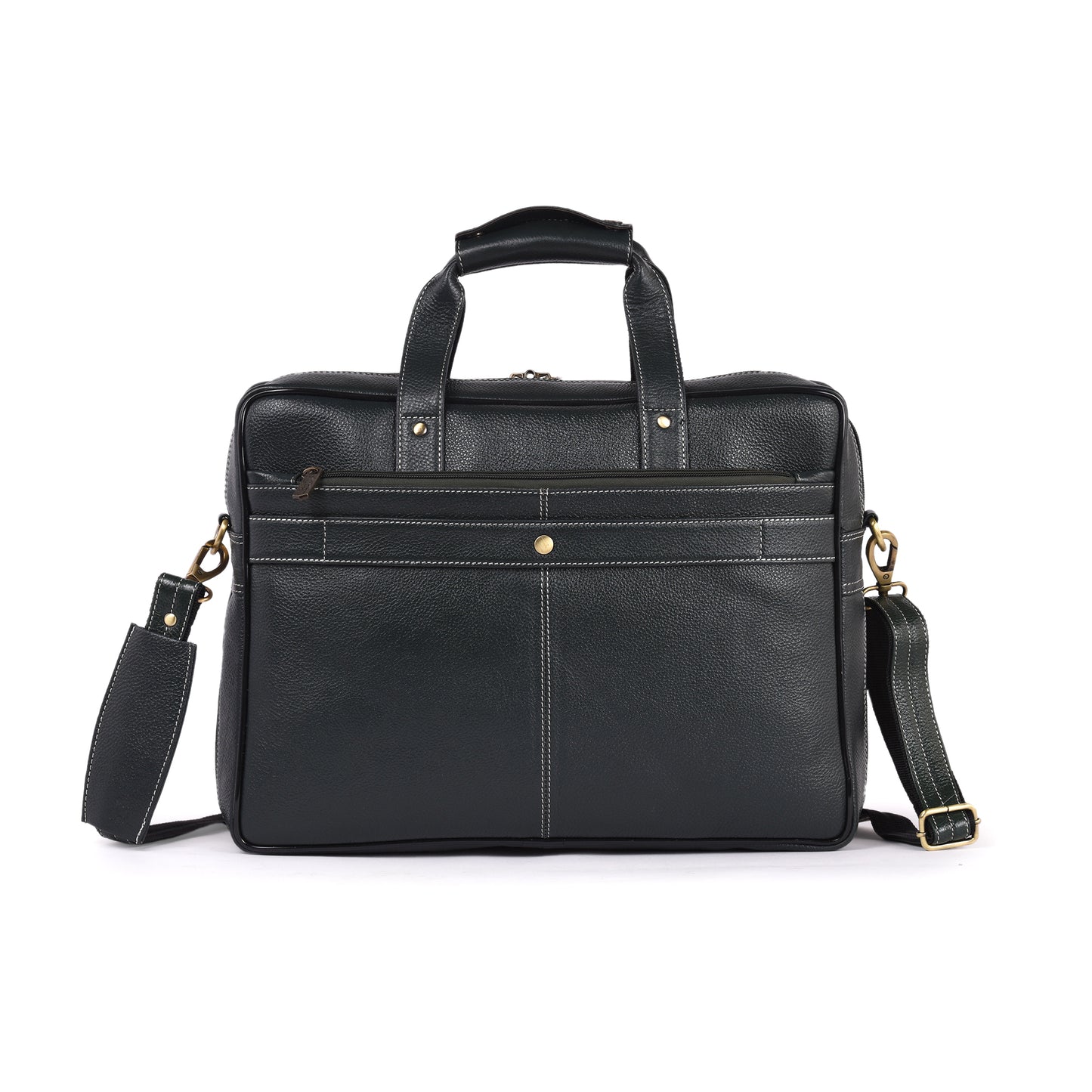 MARFIT Green Genuine Leather Laptop Messenger Bag – Dual Compartment Office Briefcase