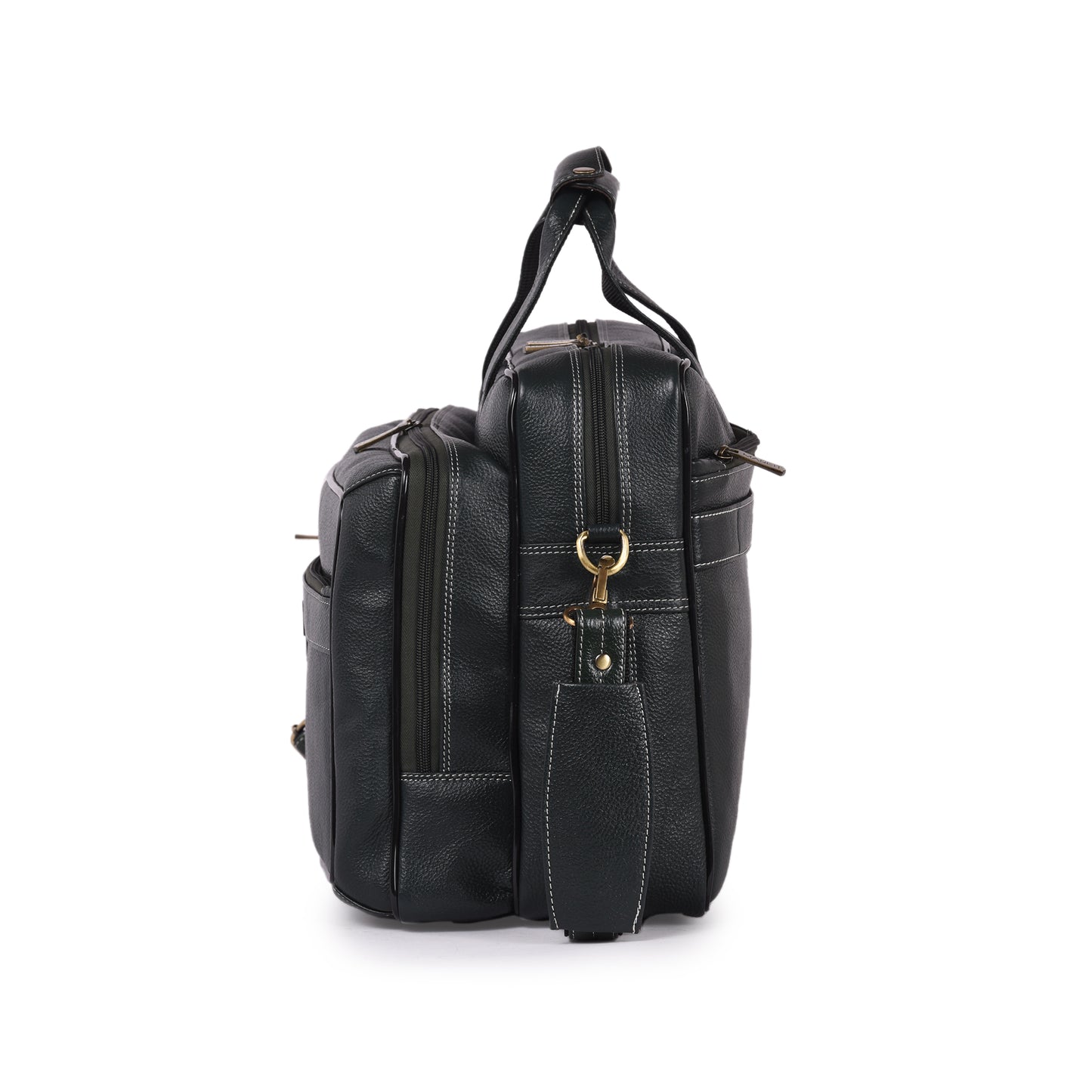 MARFIT Green Genuine Leather Laptop Messenger Bag – Dual Compartment Office Briefcase
