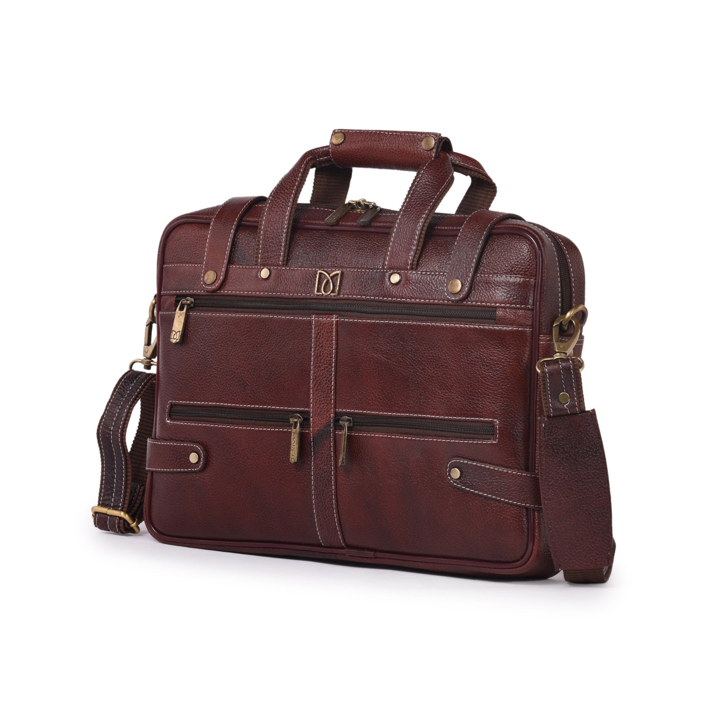 MARFIT Brown Genuine Leather Messenger Bag – Multi Pocket Laptop & Office Bag