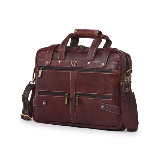 MARFIT Brown Genuine Leather Messenger Bag – Multi Pocket Laptop & Office Bag