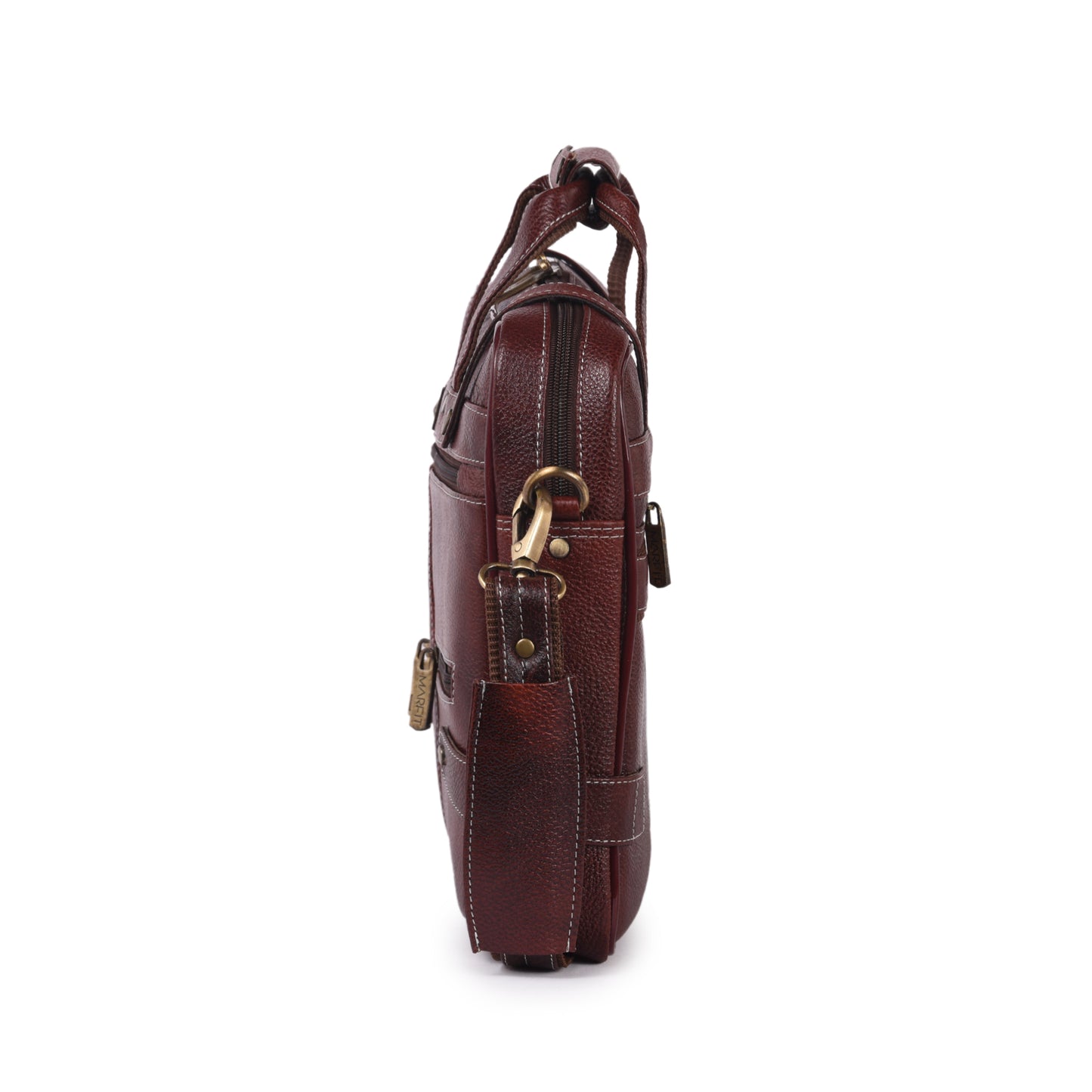MARFIT Brown Genuine Leather Messenger Bag – Multi Pocket Laptop & Office Bag