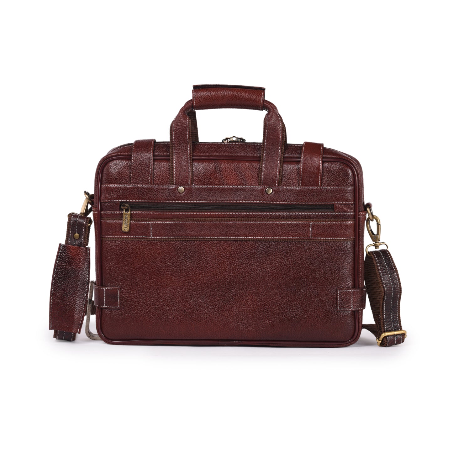 MARFIT Brown Genuine Leather Messenger Bag – Multi Pocket Laptop & Office Bag