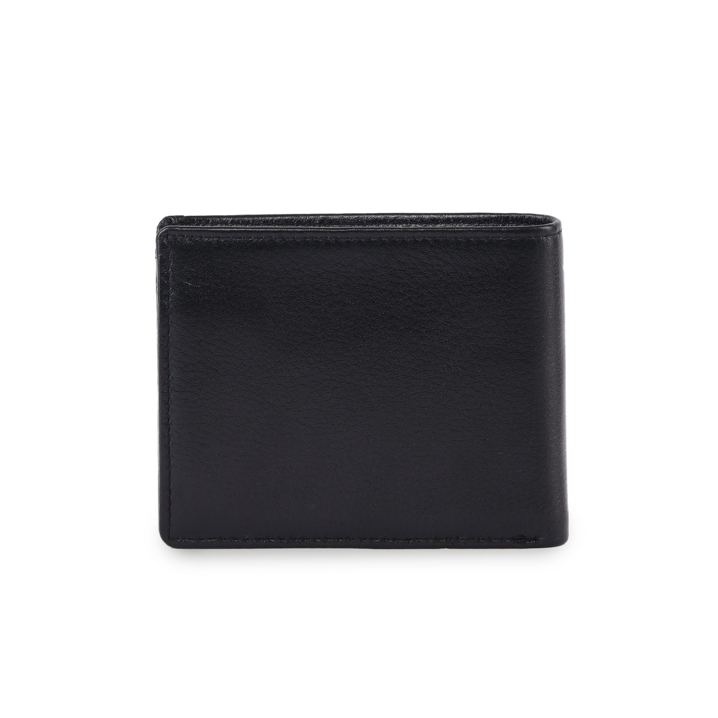 MARFIT Black Genuine Leather Bifold Wallet – Classic Plain Design with Coin Pocket