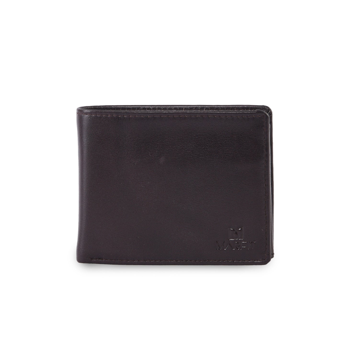 MARFIT Brown Genuine Leather Bifold Wallet – Classic Plain Design with Coin Pocket