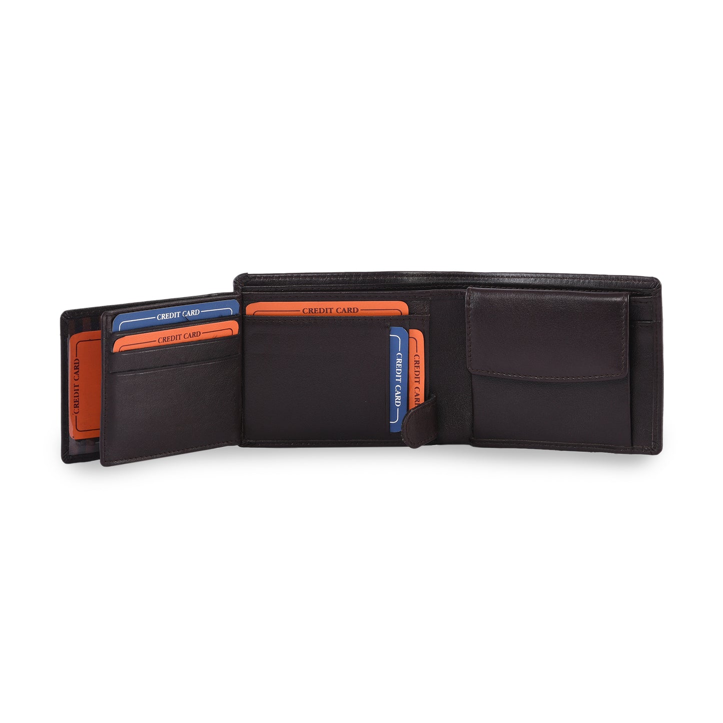 MARFIT Brown Genuine Leather Bifold Wallet – Classic Plain Design with Coin Pocket