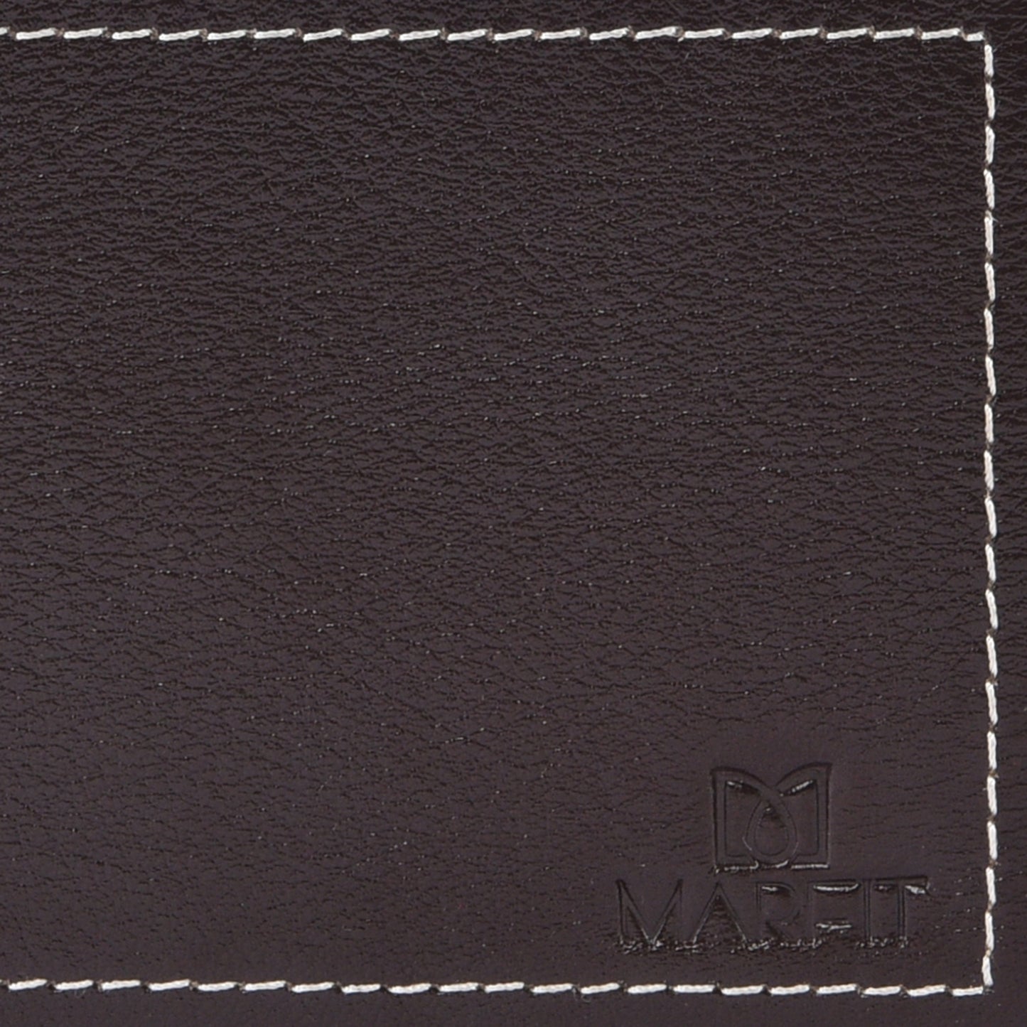 MARFIT Brown Genuine Leather Bifold Wallet – Contrast Stitch Design with Coin Pocket