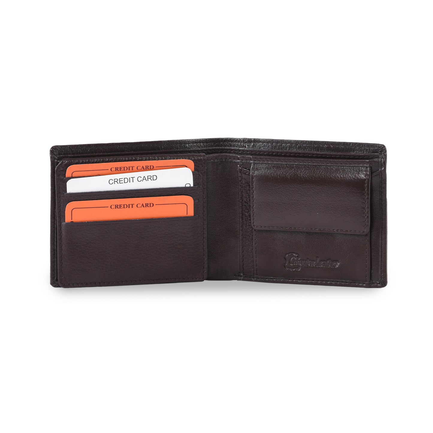 MARFIT Brown Genuine Leather Bifold Wallet – Contrast Stitch Design with Coin Pocket