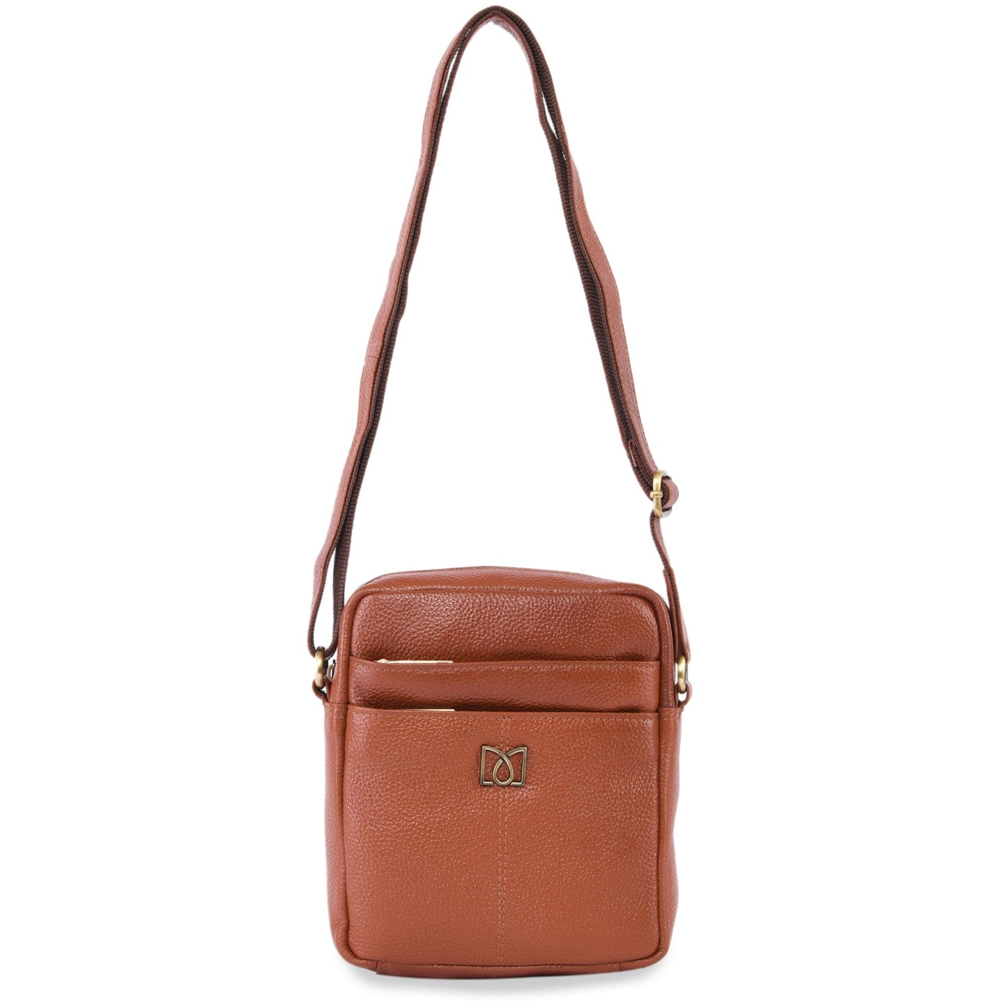 MARFIT Genuine Leather Sling Bag for Men | Premium Crossbody Messenger Bag with Multiple Zip Pockets | Tan | SB1893002TAN