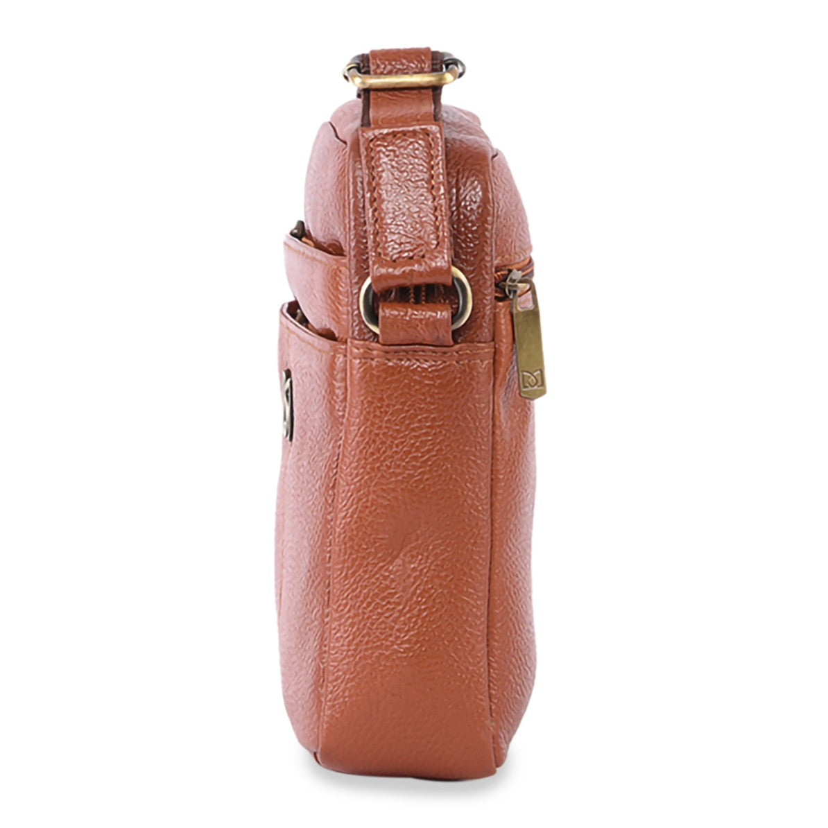 MARFIT Genuine Leather Sling Bag for Men | Premium Crossbody Messenger Bag with Multiple Zip Pockets | Tan | SB1893002TAN