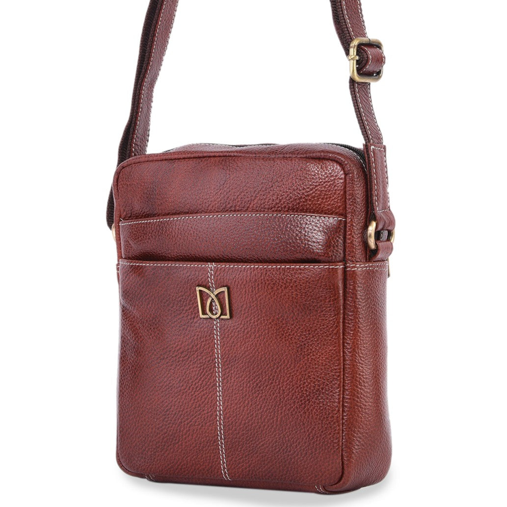 MARFIT Genuine Leather Crossbody Sling Bag for Men | Premium Leather Everyday Travel Bag | Brown
