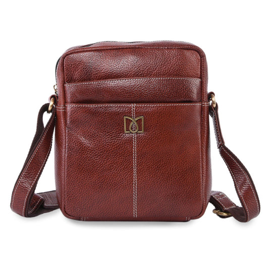 MARFIT Genuine Leather Crossbody Sling Bag for Men | Premium Leather Everyday Travel Bag | Brown