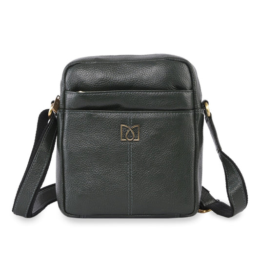 MARFIT Genuine Leather Crossbody Sling Bag for Men | Premium Leather Everyday Travel Bag | Green