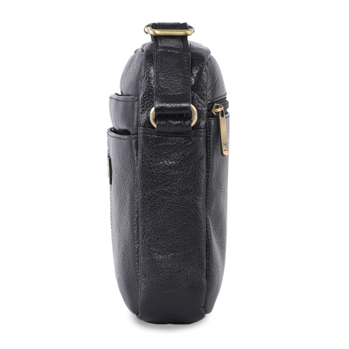 MARFIT Genuine Leather Sling Bag for Men | Premium Crossbody Messenger Bag with Multiple Zip Pockets | Black | SB1893002BLK