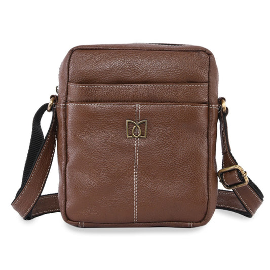 MARFIT Genuine Leather Sling Bag for Men | Crossbody Messenger Bag with Multiple Zip Pockets | Desert Brown | SB1893002DESBRN