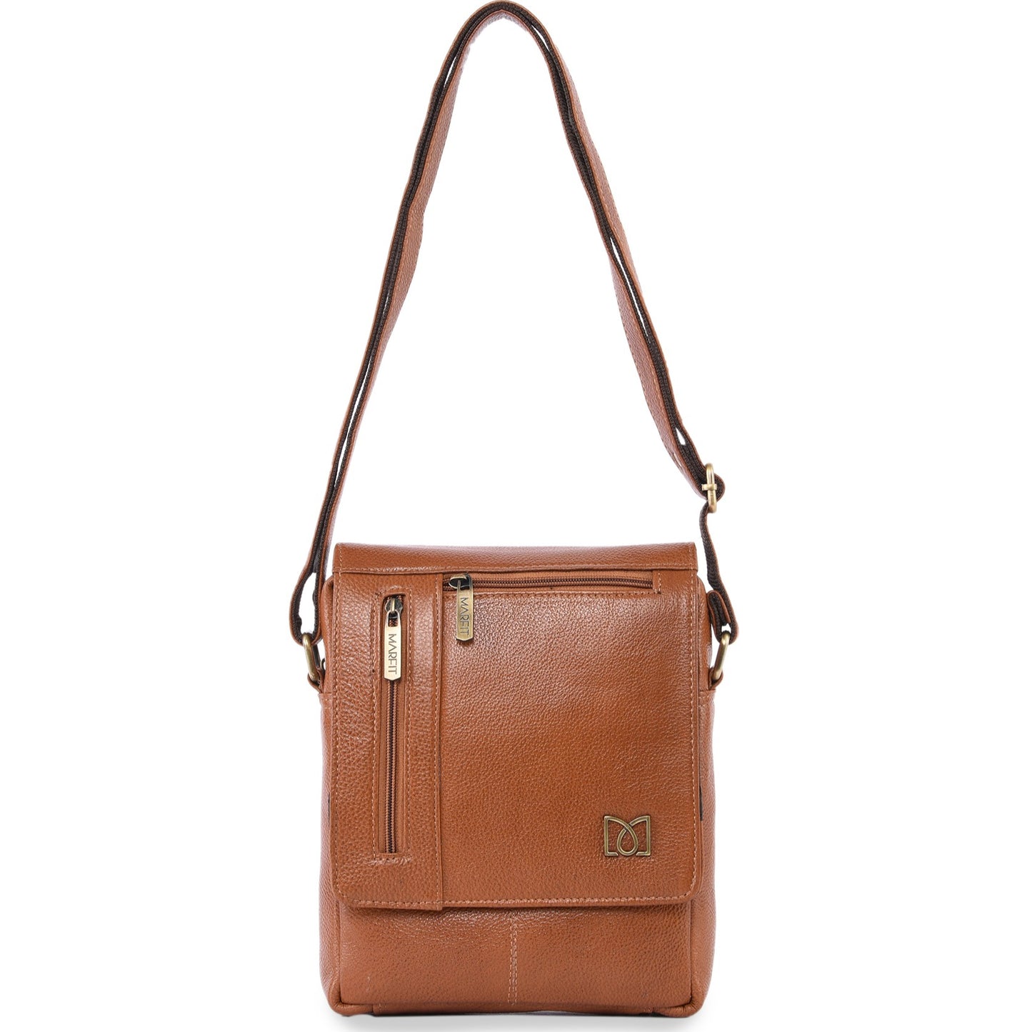 MARFIT Genuine Tan Leather Crossbody Sling Bag for Men & Women