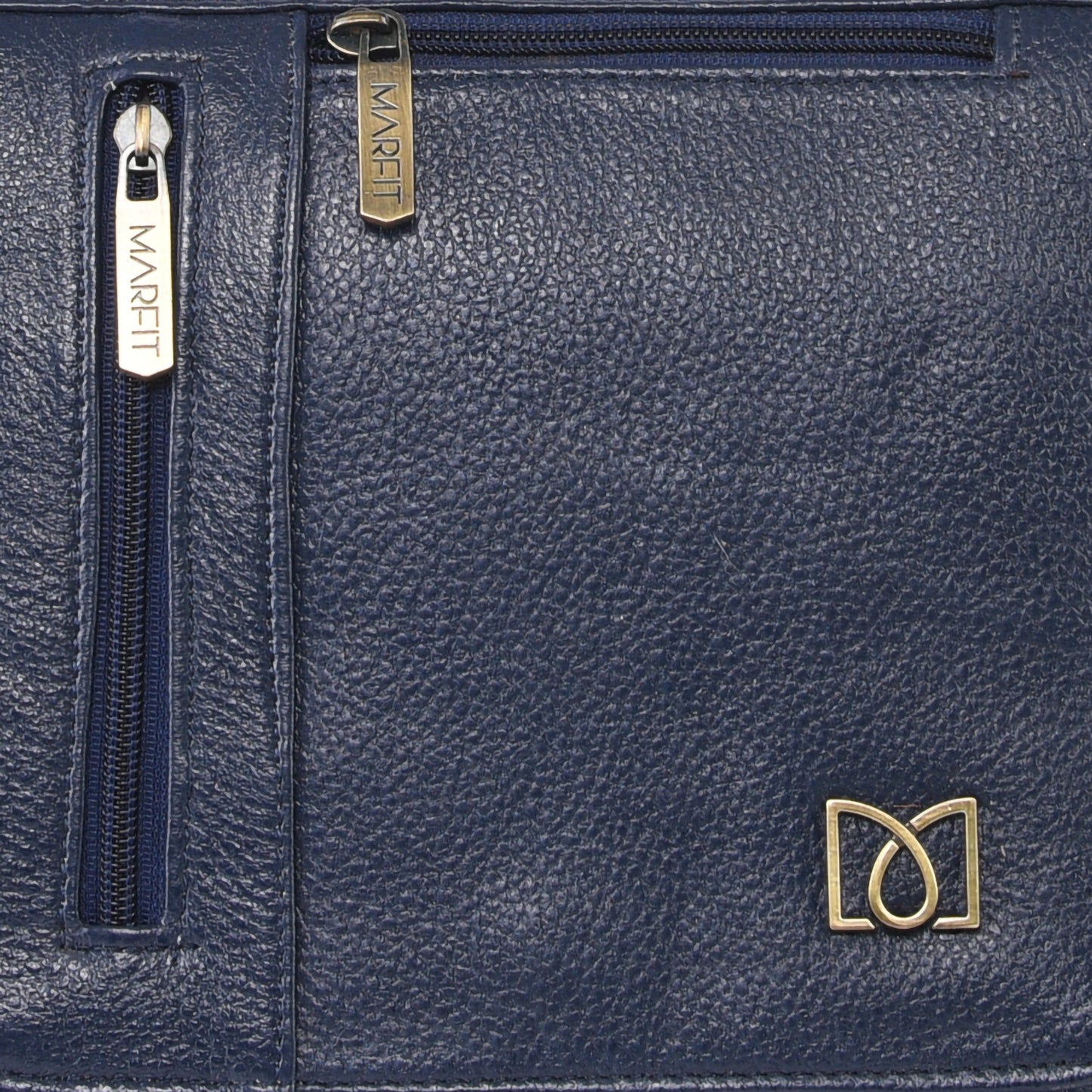 MARFIT Genuine Blue Leather Crossbody Sling Bag for Men & Women