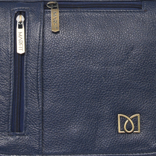 MARFIT Genuine Blue Leather Crossbody Sling Bag for Men & Women