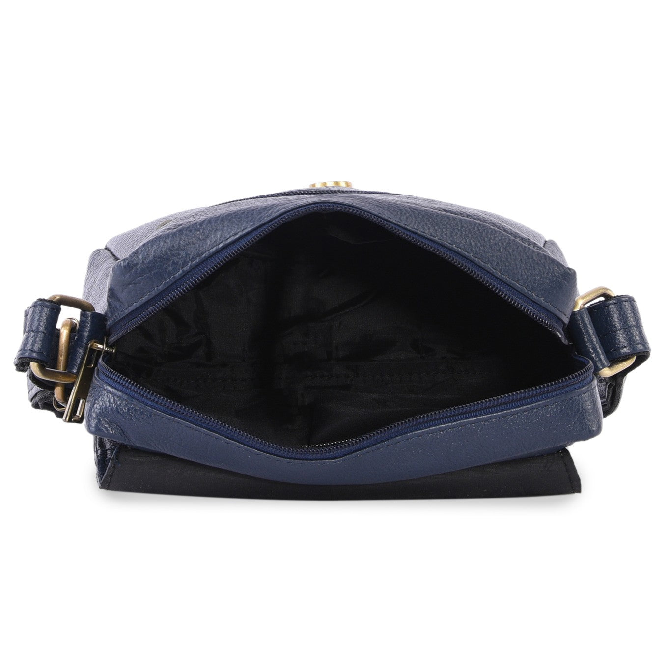 MARFIT Genuine Blue Leather Crossbody Sling Bag for Men & Women