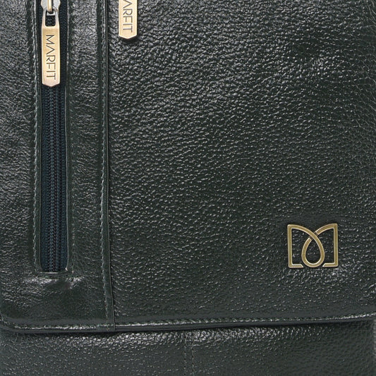 MARFIT Genuine Green Leather Crossbody Sling Bag for Men & Women