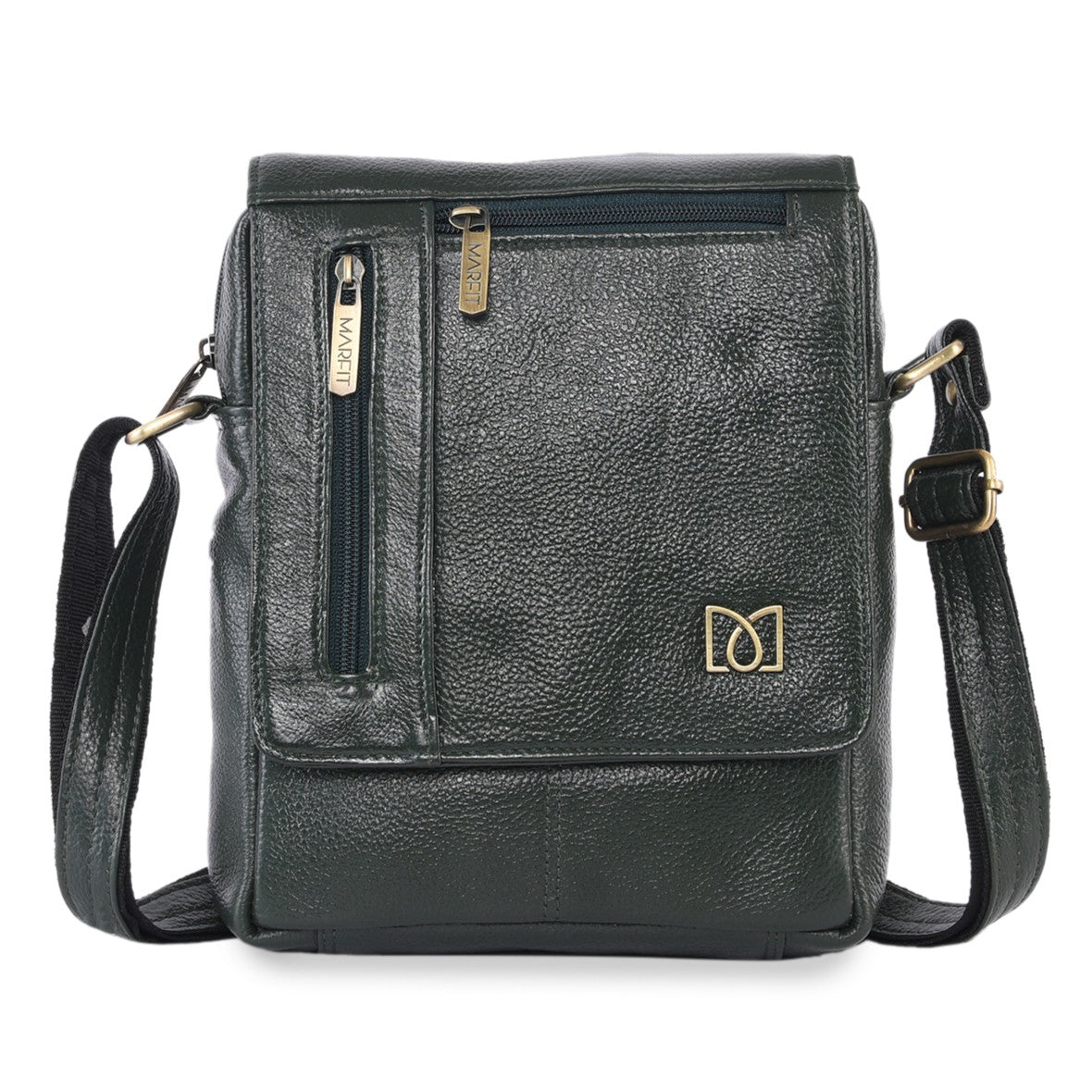 MARFIT Genuine Green Leather Crossbody Sling Bag for Men & Women