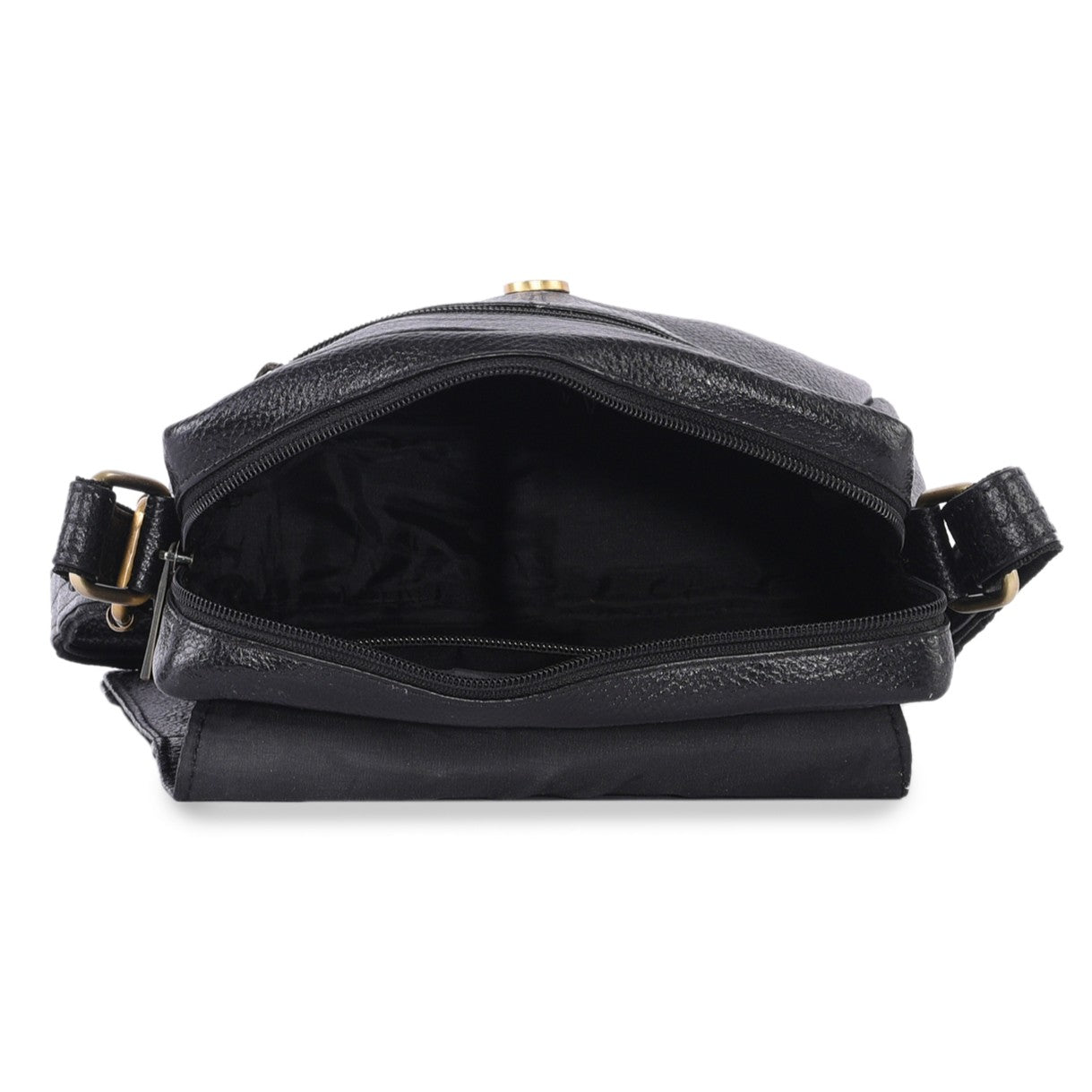 MARFIT Genuine Leather Crossbody Sling Bag for Men – Black | Adjustable Strap | Multiple Zip Pockets