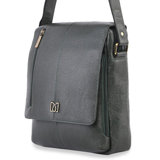MARFIT Genuine Leather Sling Bag for Men & Women – Green | Premium Leather Crossbody Bag | SB1893001GRN