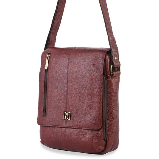 MARFIT Genuine Leather Sling Bag for Men & Women – Brown | Crossbody Messenger Bag | SB1893001BRN